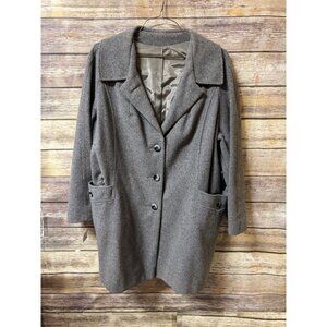 Vintage 1980s Womens Wool Blend Coat‎ Size 22W Gray With Front Pockets Back Belt